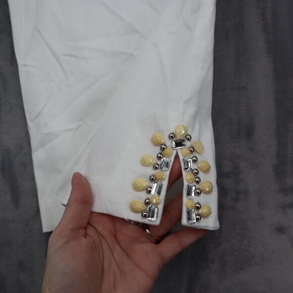 Ruby Rd Pants Womens 14 White Ankle High Rise Elastic Waist Stretch Hook Eye - Picture 7 of 16